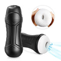 Automatic male masturbator shown in front view with transparent sleeve