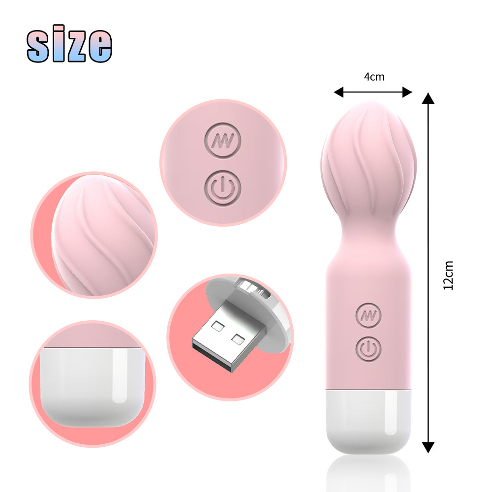 Mini Series Vibrating Wand Massager for Women (pink) — compact mini wand with wavy head for targeted clitoral stimulation