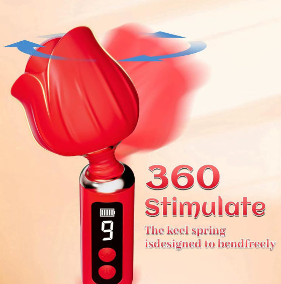 Rotary rose vibrator 360° stimulate — flexible keel spring rotating head design (feature poster)