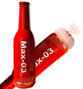 Beer bottle-shaped airplane cup masturbator — red beer bottle disguise male masturbator with realistic mouth opening (Max-03)
