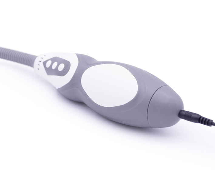 Controller charging close-up — electric aircraft cup handle with charging cable connected