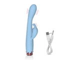 Full silicone rabbit vibrator displayed with ergonomic dual arm structure