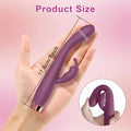 Close-up of clitoral arm and G-spot shaft on silicone rabbit vibrator