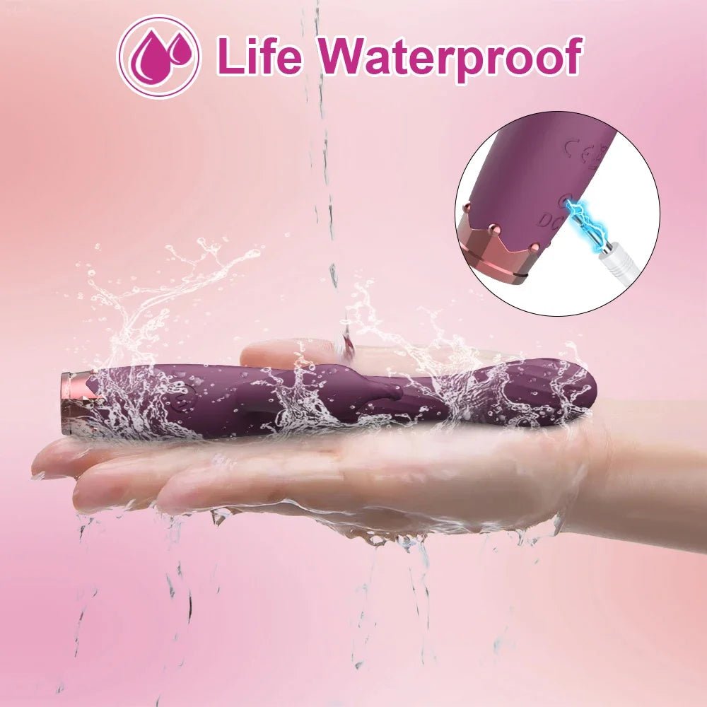 Rabbit vibrator displayed flat showing control buttons and contours