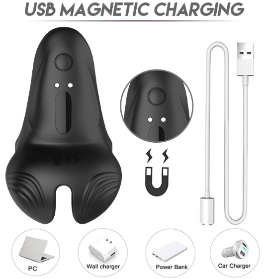 Sperm lock ring masturbator displayed with all components visible