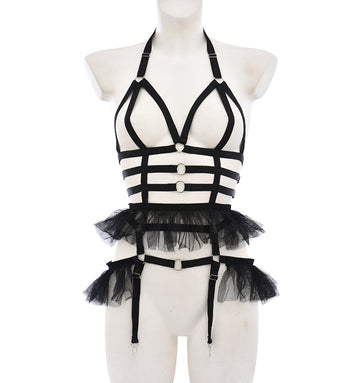 Pink sexy lace mesh uniform temptation set women's sexy bondage outfit
