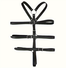 SM leather strap-on tights, exposed breasts, training erotic women