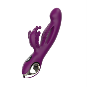 Strong vibration clitoral & G-spot vibrator (purple) — dual stimulation rabbit-style vibrator with textured shaft and soft bunny ears