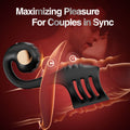 Vibrating penis sleeve ring shown upright highlighting curled stimulator