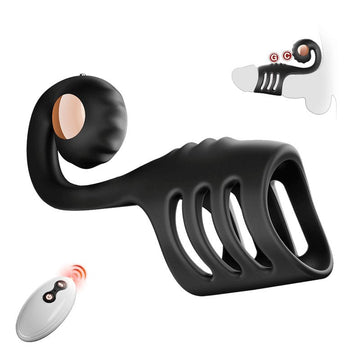 Snail-shaped penis sleeve ring with vibrator shown in full front view