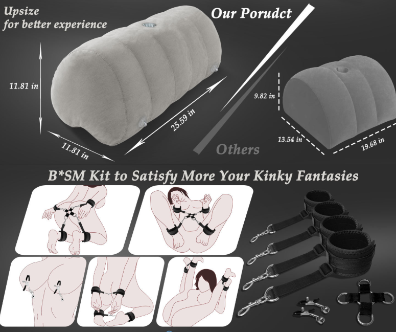 Close-up of nipple clamps and bondage accessories included in the kit