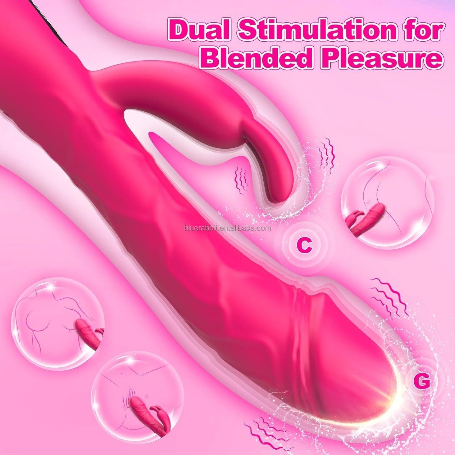 Seductiva clitoral stimulator dildo with realistic texture and flexible shaft