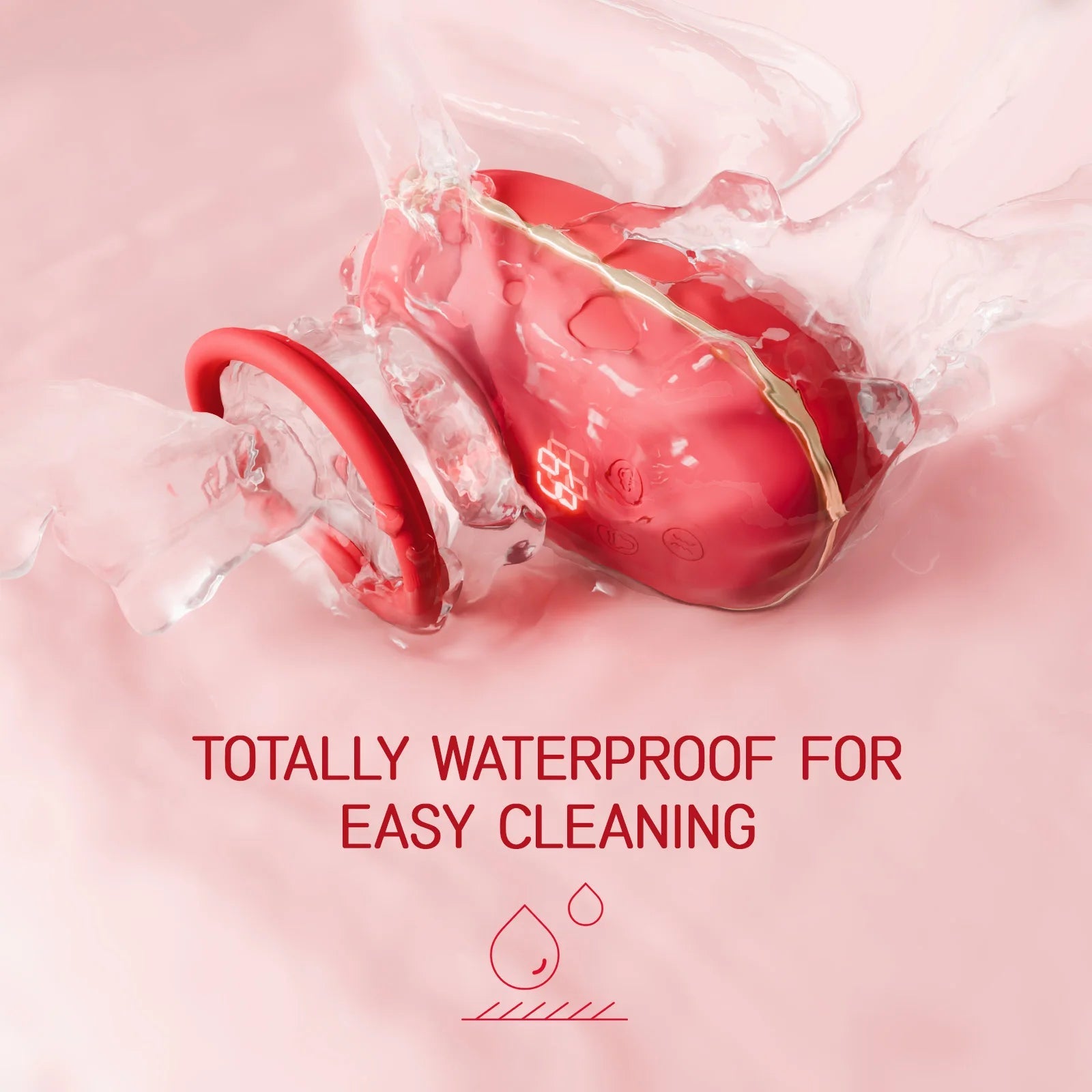 Clitoral vibrator displayed flat highlighting suction cup and control buttons