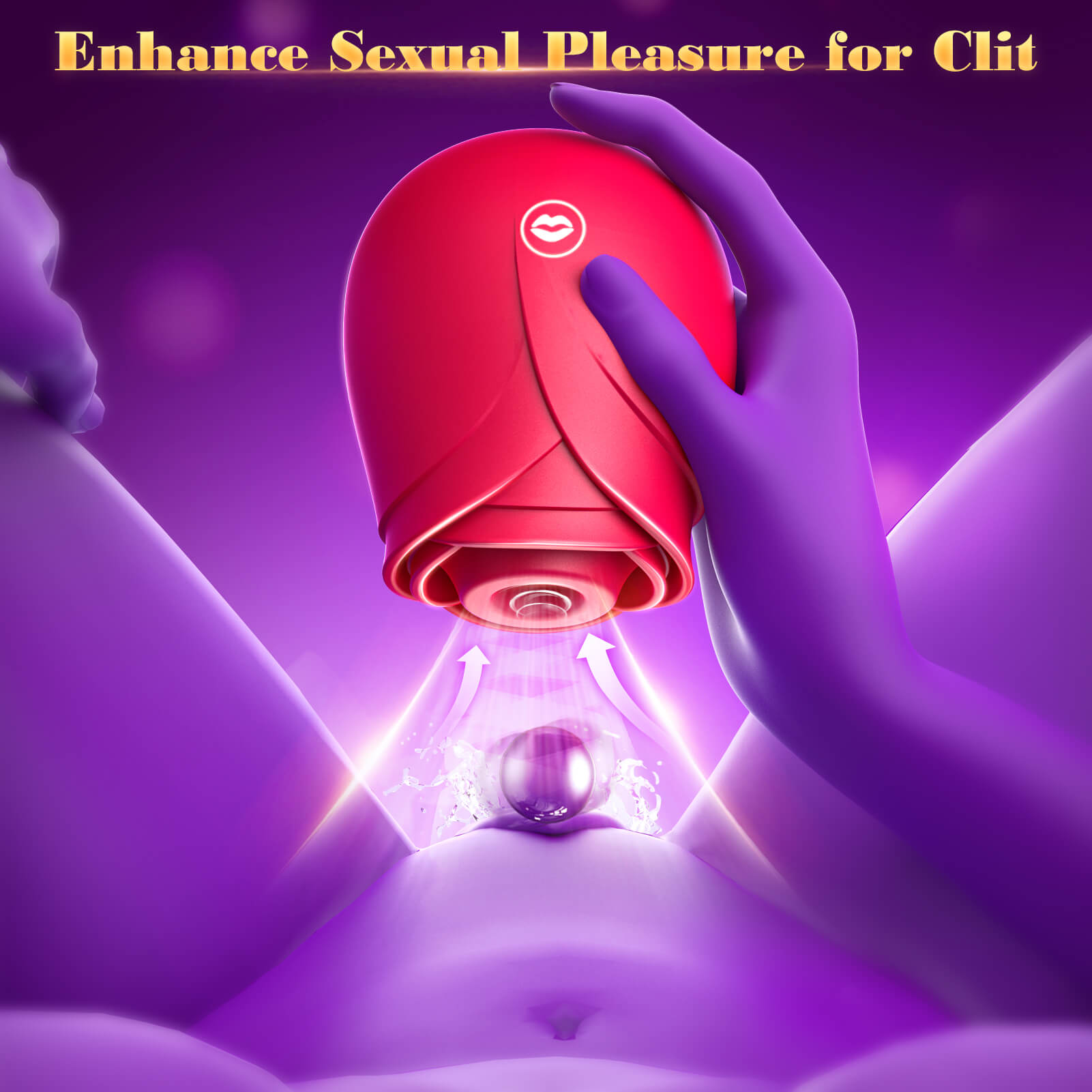 Red rose clitoral stimulator with magnetic charging cable