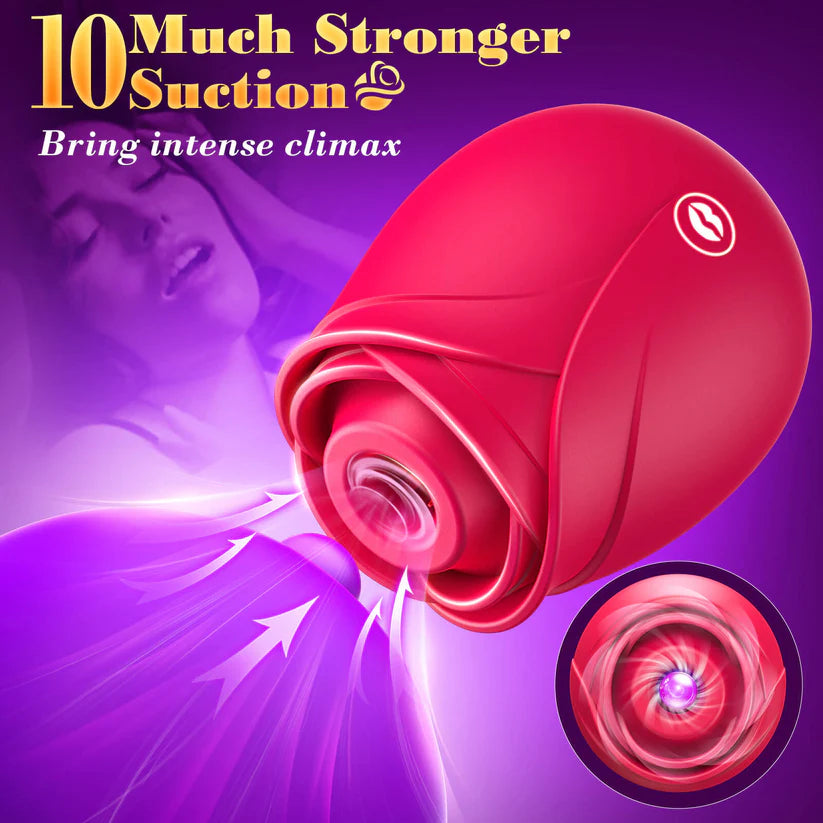 Rose suction vibrator for clitoral stimulation – “10 Much Stronger Suction” product feature image