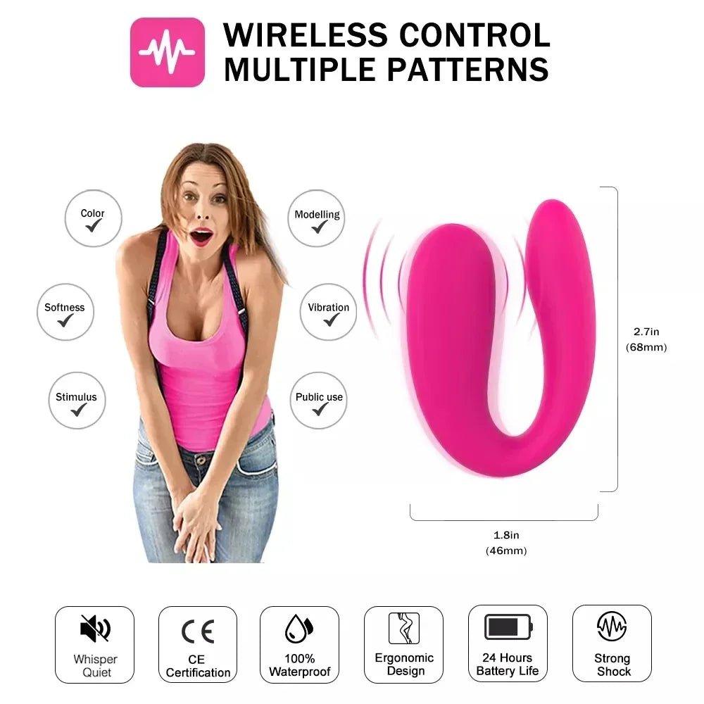 Couple wearable U-type vibrator in purple designed for shared stimulation