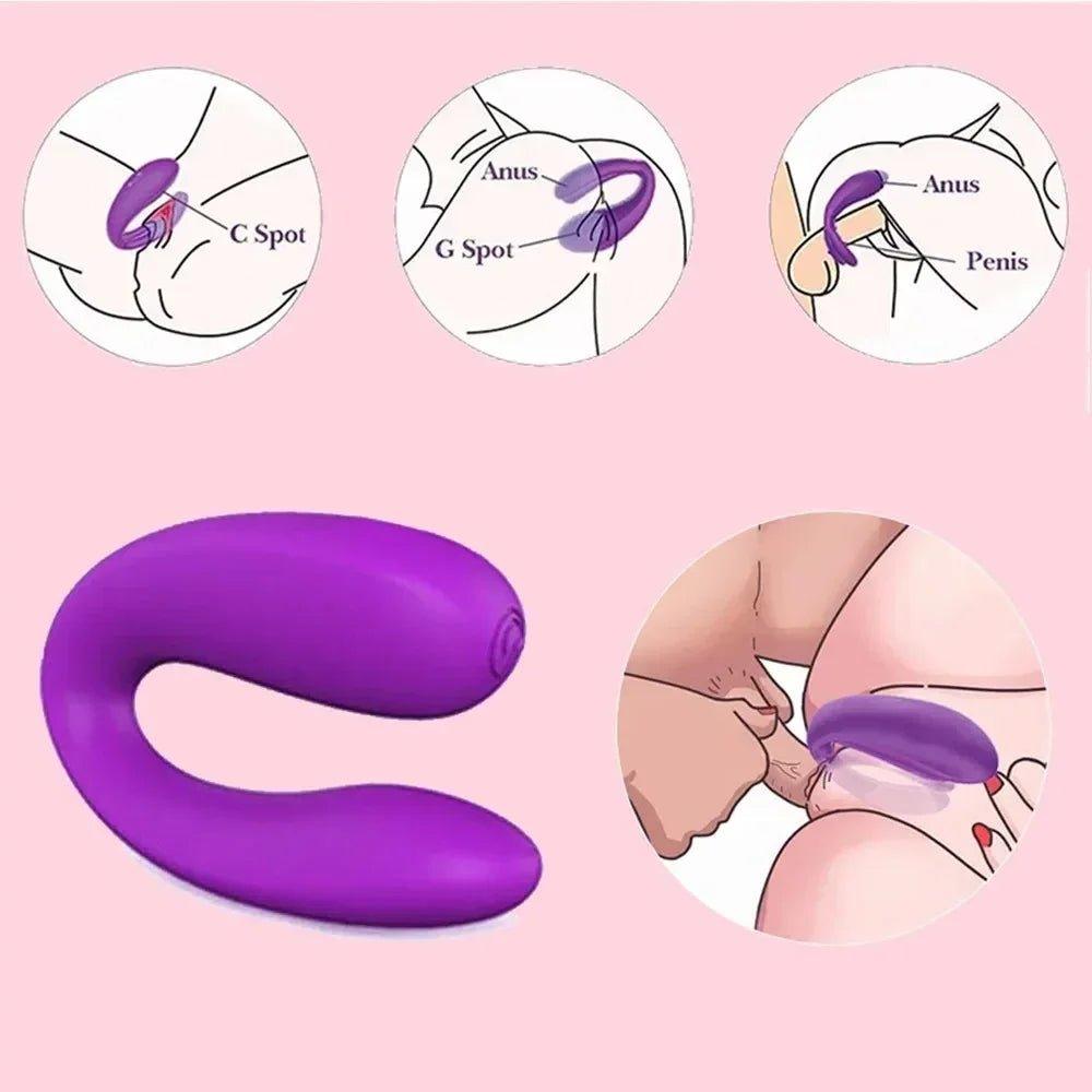 Couple wearable U-type vibrator in purple designed for shared stimulation