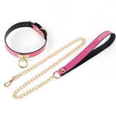 sm rose color patterned lustrous texture traction collar