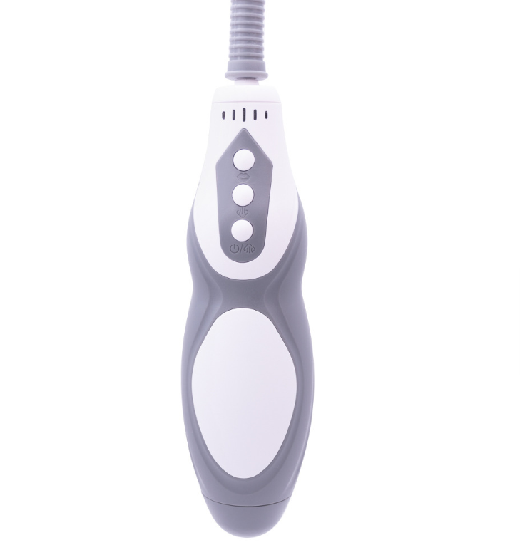 Handheld control handle front view — button controls on the electric vacuum penis trainer controller