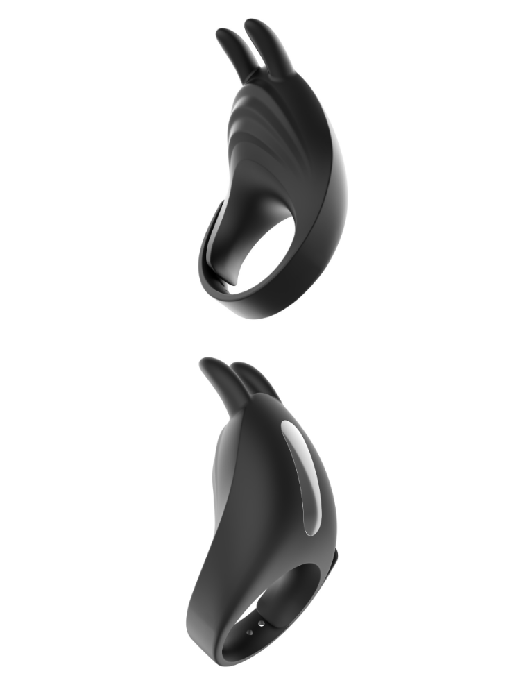Vibrating penis ring shown from angled top view with full product silhouette