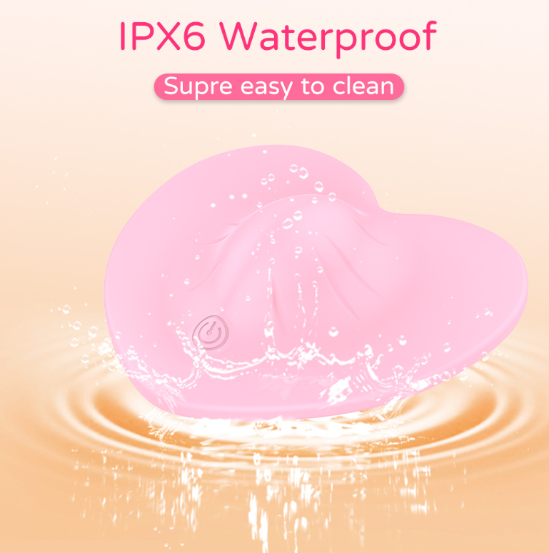 IPX6 waterproof heart-shaped wearable vibrator — easy to clean waterproof design (pink)