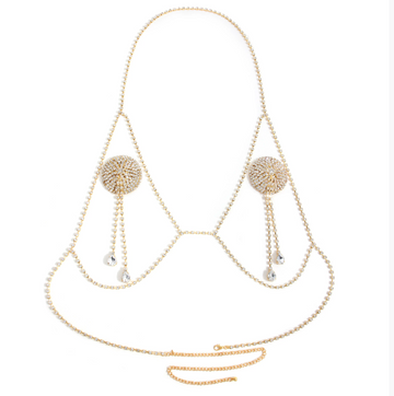 Super flash rhinestone bra chain nipple sticker