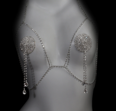Super flash rhinestone bra chain nipple sticker