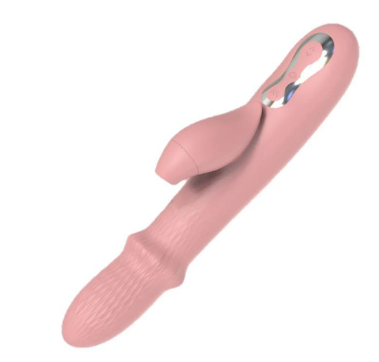 Pink sucking vibrator displayed front view