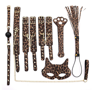 SM leopard print   eye masks handcuffs
