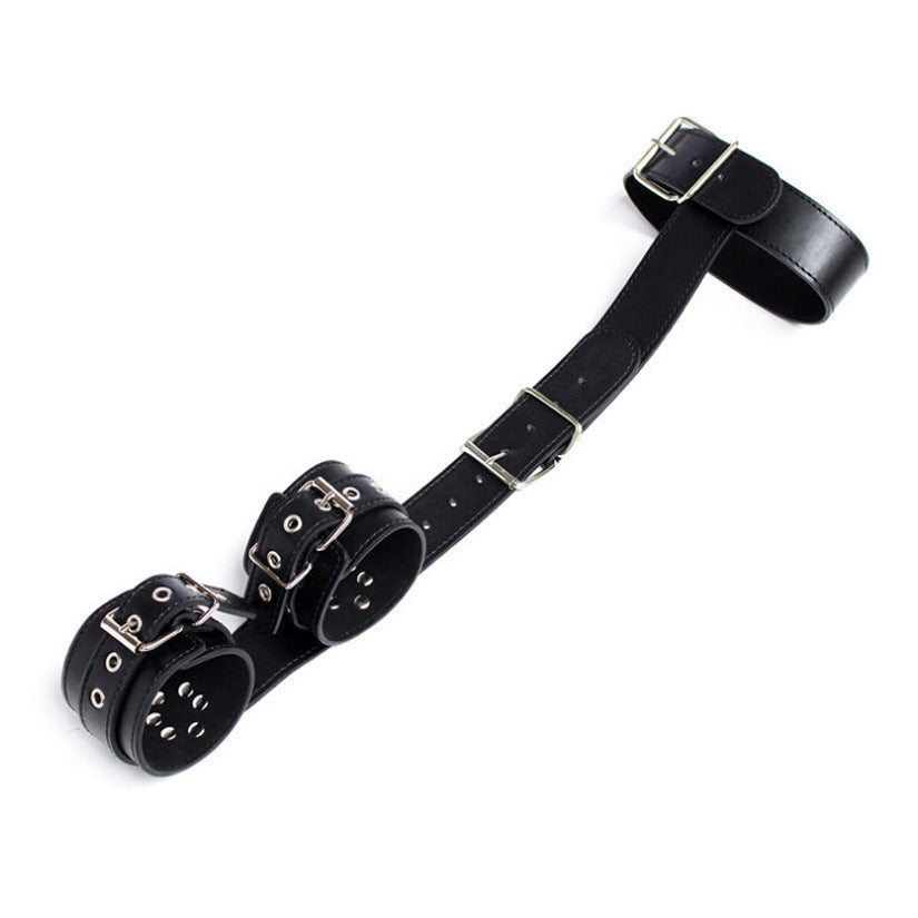 SM Leather backhand back handcuffs up and down bind