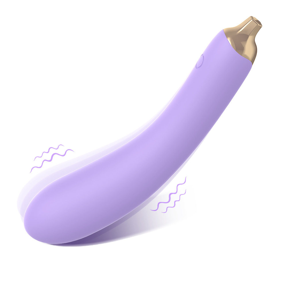 Eggplant-inspired vibration stick masturbator — purple curved G-spot vibrator with eggplant-shaped tip (product hero image)