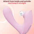 Female sucking vibrator in pink silicone with soft suction head