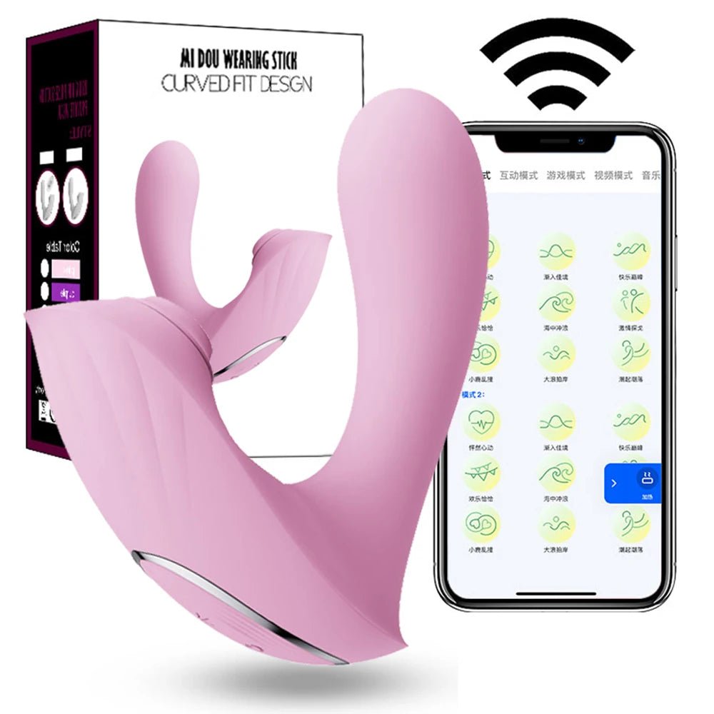 Female suction vibrator with power button and sleek design
