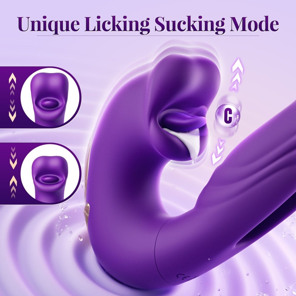 Naughty Bae vibrator highlighting tongue-inspired flapping function with soft silicone edges.
