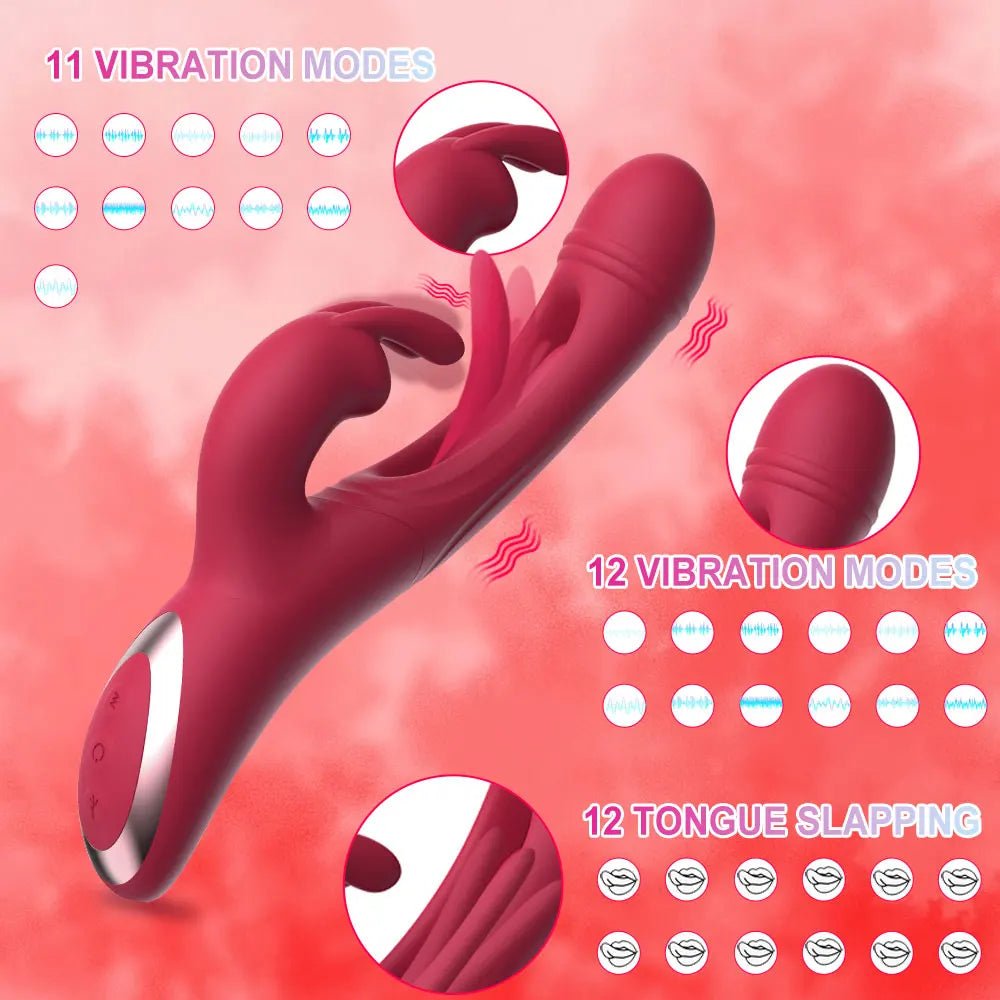 Close-up of rabbit vibrator highlighting silicone texture and contours