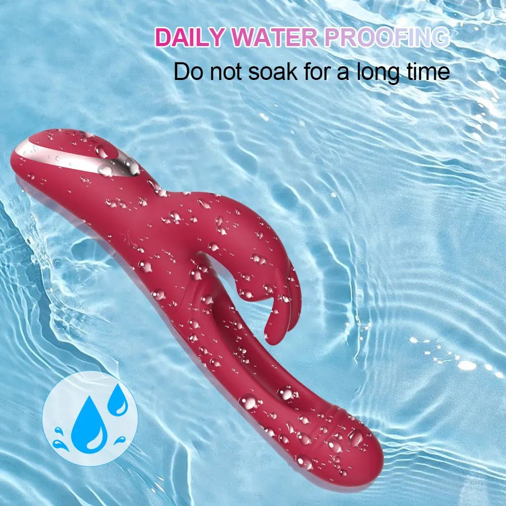 Flexible rabbit vibrator displayed highlighting curved ergonomic design