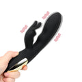 Side angle of rabbit vibrator highlighting curved G-spot shaft