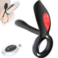 G-spot vibrating cock ring shown in full front view with silicone design