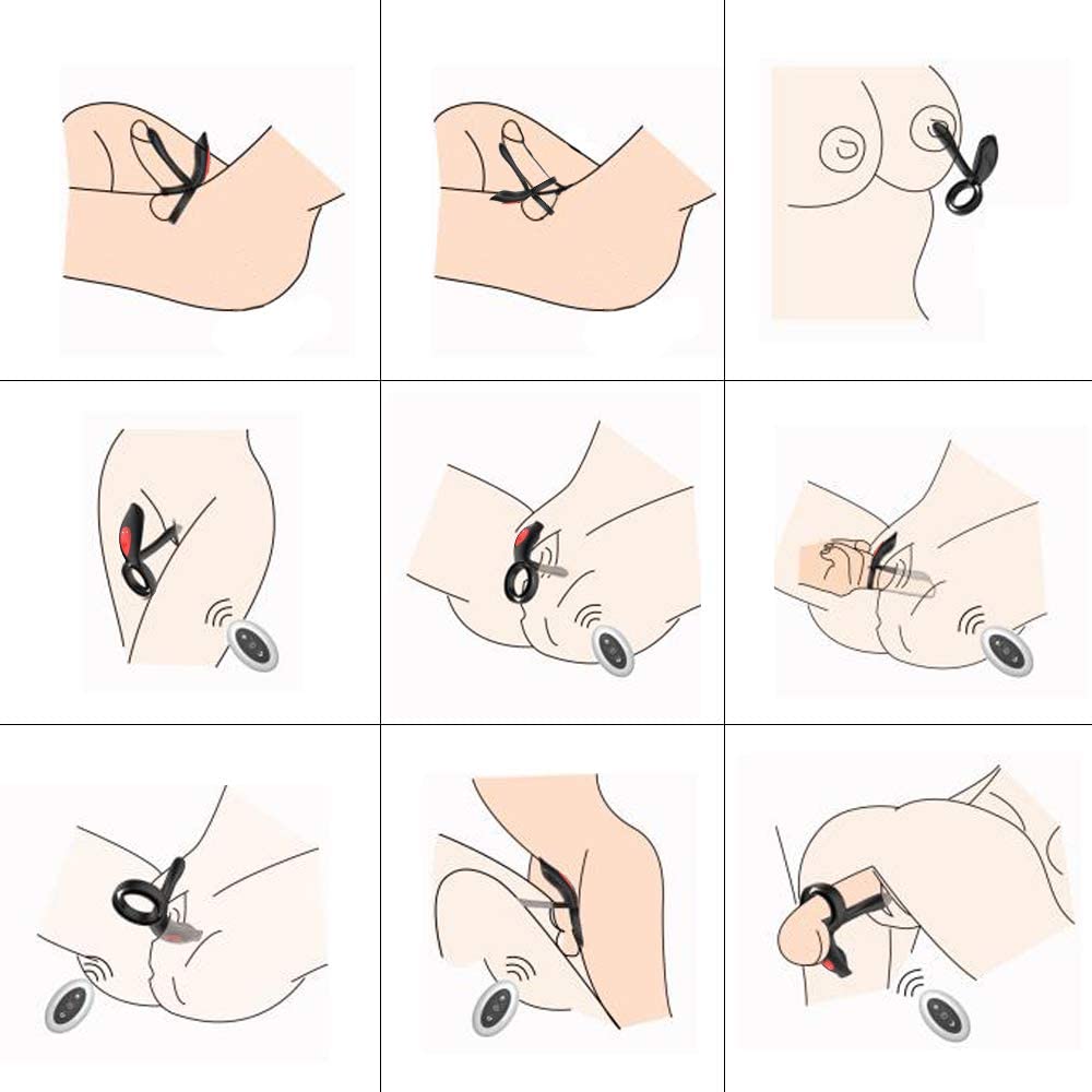 Cock ring displayed flat with visible control button and ergonomic shape