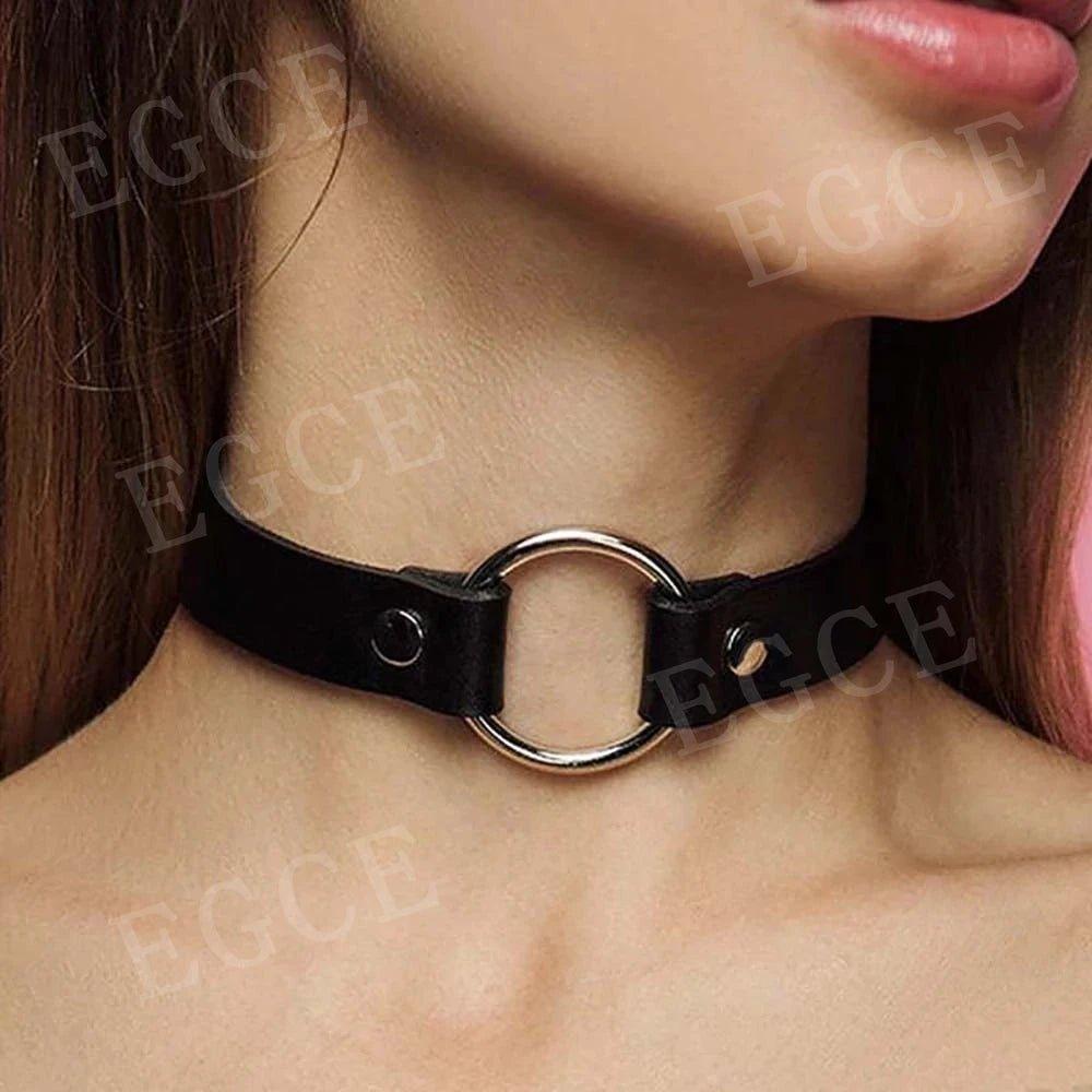 Gothic Leather Sexy Women Harness Collar Necklaces Fashion Body Bondage - Seductiva
