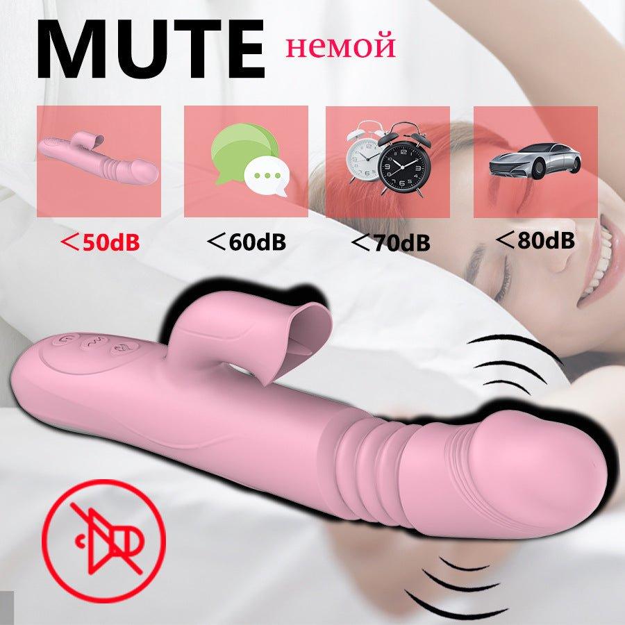 Telescopic G-spot dildo shown flat with visible control buttons