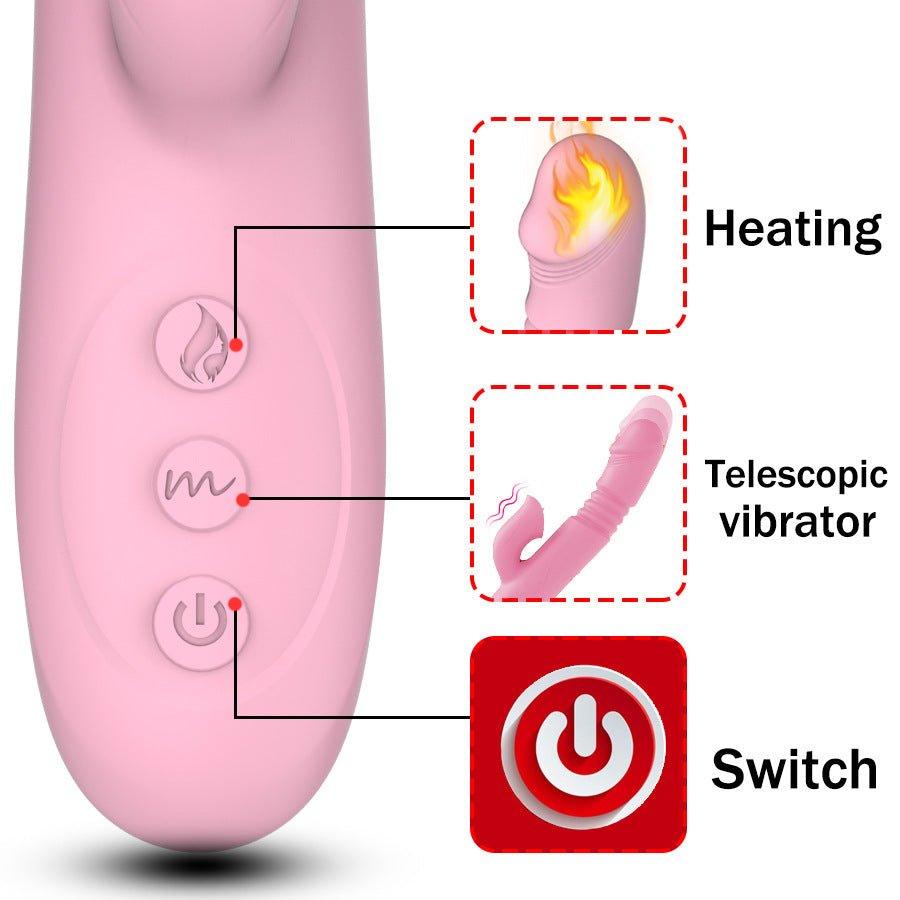 Close-up of dildo head showing double-motor heating feature