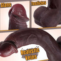Close-up of silicone texture and detailed veins on realistic dildo