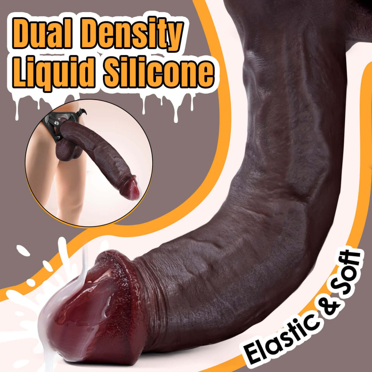 Huge dildo displayed with sturdy suction cup base visible