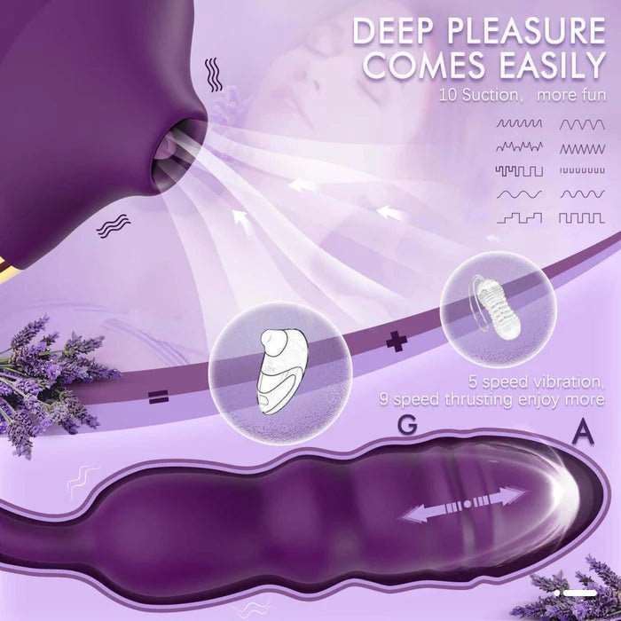 Thrusting G-spot vibrator plug with dual stimulation design