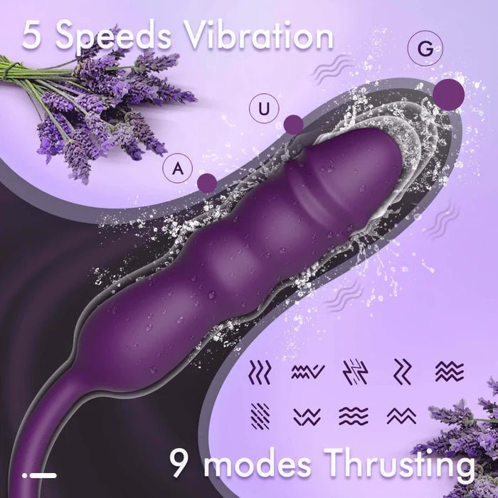 G-spot vibrator plug showing flexible shaft and suction feature