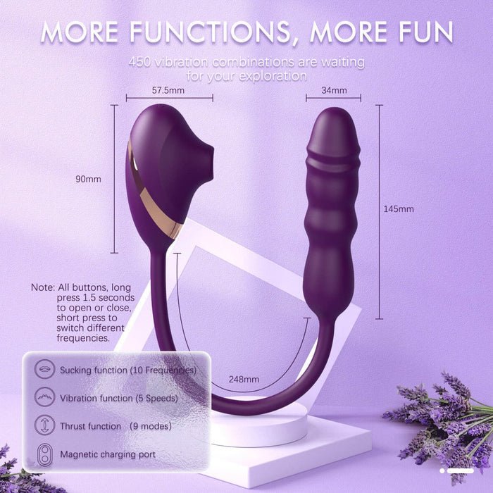 Packaging of Intense Pleasure ALPHA thrusting and sucking vibrator plug