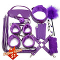 Leather BDSM Kit Bondage Set Adult Toys Sex Games Handcuffs Whip sm Sex Toy