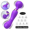 Magic wand massager displaying its flexible head and multi-speed control buttons.