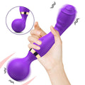 Handheld magic wand massager with soft silicone head shown on a clean background.